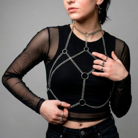 Gümüş Metal Vücut Zinciri | Göğüs Kemeri