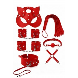 Mm0610 Kırmızı Kedi Kız 7 li Fetiş Set
