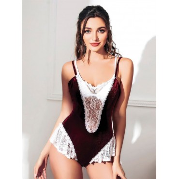 Siyah Beyaz Dantelli Fantazi Body – Transparan Det..