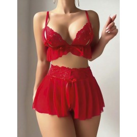 Kırmızı Şortlu Tül Fantazi Kostüm