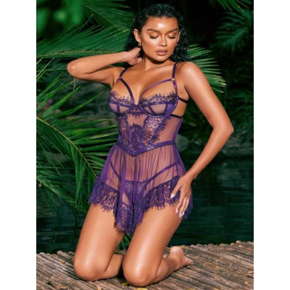 Britli Mor Erotik Gecelik Takım Dantel Transparan For Dreams 8474
