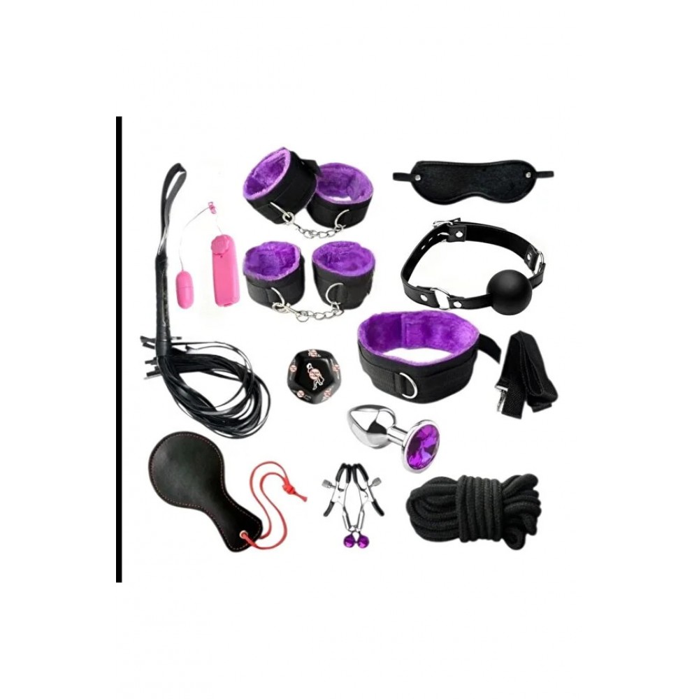 12 PARÇA SİYAH MOR FANTEZİ SET