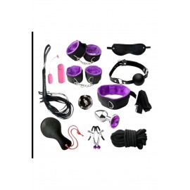 12 PARÇA SİYAH MOR FANTEZİ SET