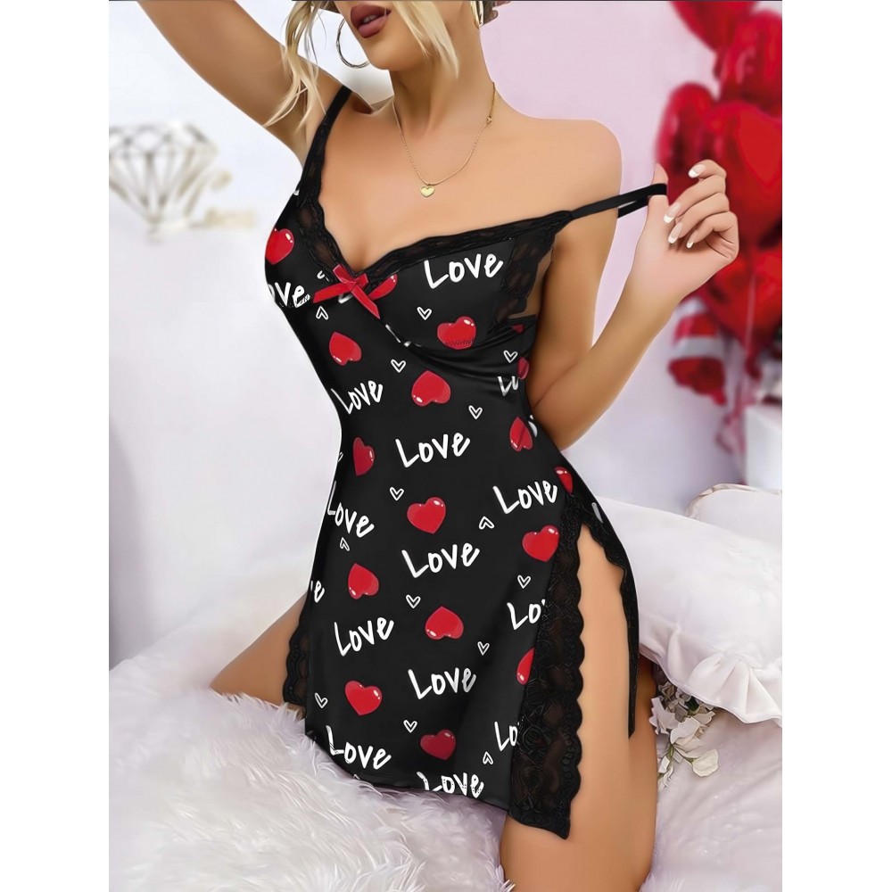 LOVE DESENLİ GECELİK