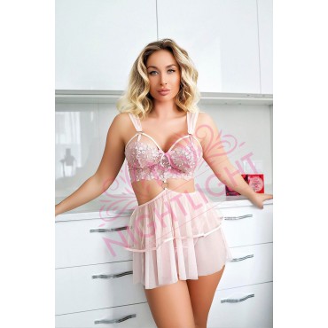 Halka Detaylı Göğüs Kısmı Dantel Fantazi Mini Gece..