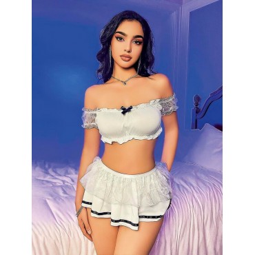 Bayan Fantazi Takım Gecelik - Beyaz