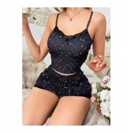 Yıldız Desenli Askılı Şortlu Pijama Takımı