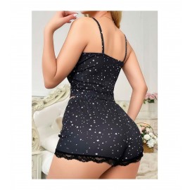 Yıldız Desenli Askılı Şortlu Pijama Takımı