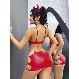 Kırmızı Lame Dekolteli Seksi Midi Elbise