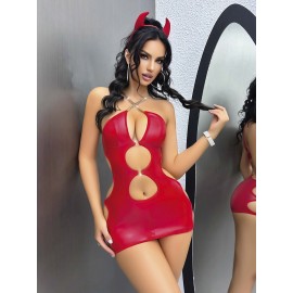 Kırmızı Lame Dekolteli Seksi Midi Elbise