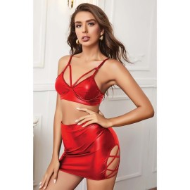 Lame İpli Kırmızı Fantezi Elbise