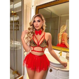 Leopar Tülü Etekli Fantezi Kostüm