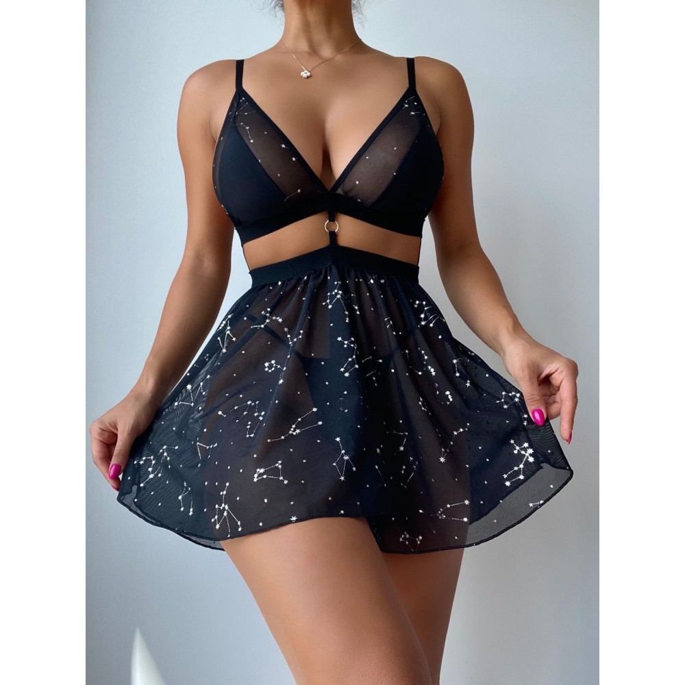 Yıldız Desenli Fantazi Etekli Takım