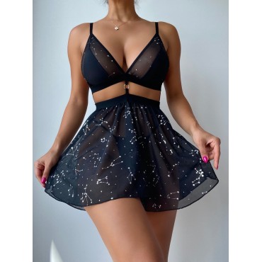 Yıldız Desenli Fantazi Etekli Takım