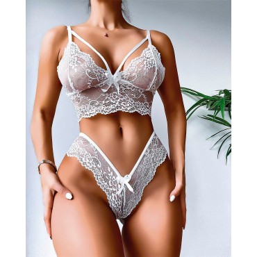 Beyaz Dantel Sütyen Külot Takım