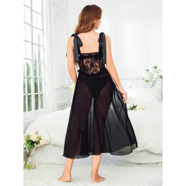 Dantel Detaylı Fantazi Uzun Gecelik