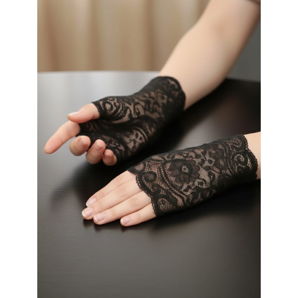 Dantel Eldiven Tek Parmak Siyah