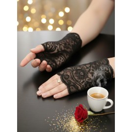 Dantel Eldiven Tek Parmak Siyah