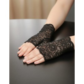 Dantel Eldiven Tek Parmak Siyah