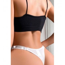 Yüksek Bel Işıltılı Taşlı Kadın Fantezi String Tan..