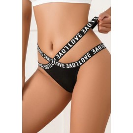 Love Yazılı Şeritli Yüksek Bel Tanga
